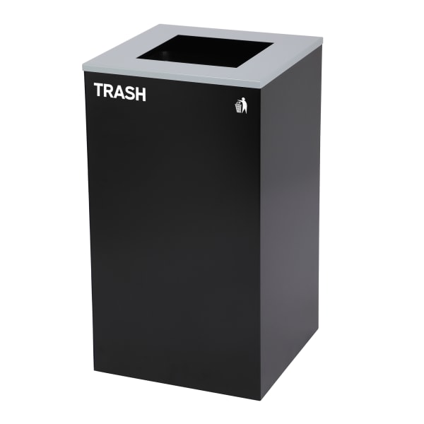 Alpine Industries Stainless Steel Open Top Trash Can With Square Lid, 29 Gal, 30inH x 16-15/16inW x 16-15/16inD, Black