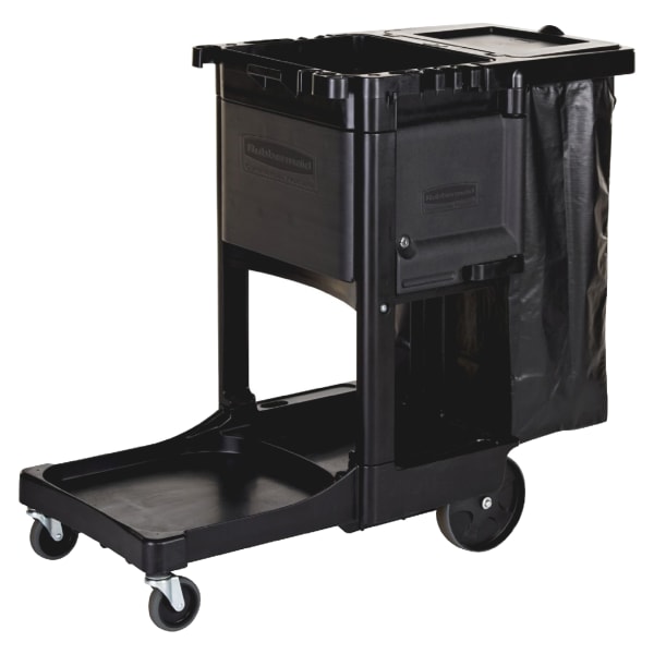 Rubbermaid Executive Janitorial Cart, 22 1/2in x 11 3/4in x 34 1/2in, Black