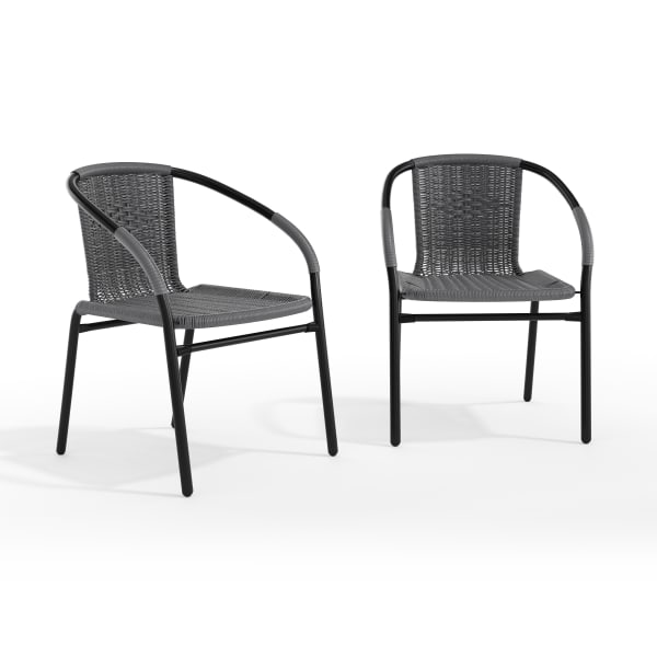 Flash Furniture Lila Restaurant Stack Chairs, Gray/Black, Pack Of 2 Chairs