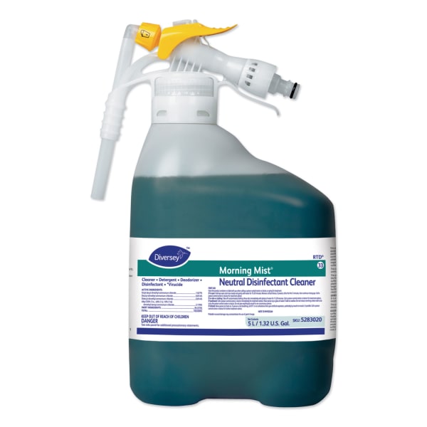Diversey Morning Mist Neutral Disinfectant Cleaner, Fresh, 1.32 gal Bottle RTD Spray Bottle