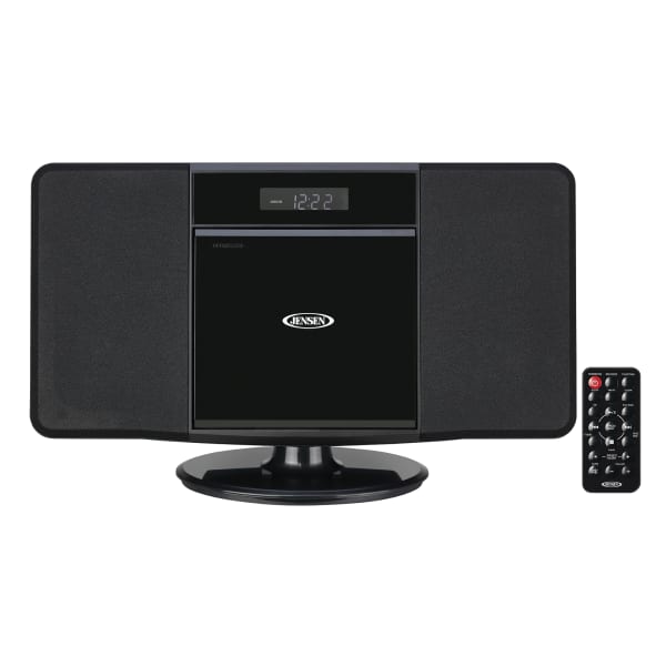 JENSEN Bluetooth JBS-300 Wall-Mountable Music System With CD Player And AM/FM Radio, 9.33inH x 14.84inW x 3.54inD, Black