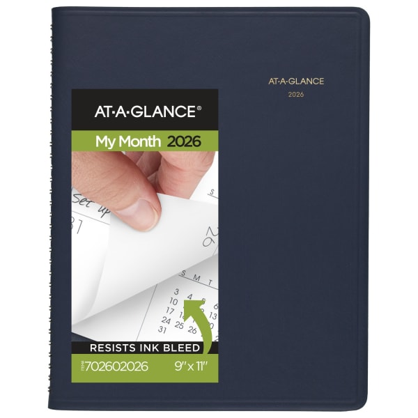 AT-A-GLANCE 2026 15-Month Monthly Planner, Navy, Large, 9in x 11in