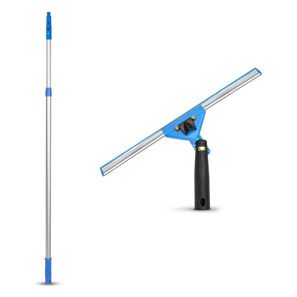 Gritt Commercial Swivel Window Squeegee And Telescopic Pole Window Washing Kit, 14in Squeegee/6ft Pole, Multicolor