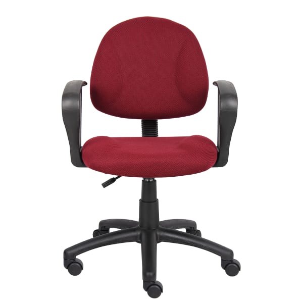 Boss Office Products Fabric Deluxe Posture Task Chair With Loop Arms, Burgundy/Black