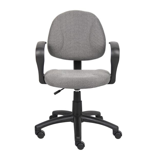 Boss Office Products Fabric Deluxe Posture Task Chair With Loop Arms, Gray/Black