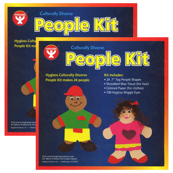 Hygloss Culturally Diverse People Kit, 7in, 24 Shapes Per Pack, Set Of 2 Packs
