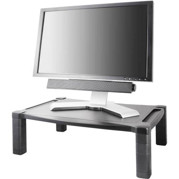 Kantek Extra Wide Adjustable Monitor Laptop Stand 20inx13in Single - 60 lb Load Capacity - 1 x Shelf(ves) - DepthDesktop - Plastic - Black