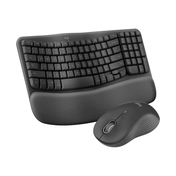 Logitech Wave Keys MK670 Wireless Ergonomic Keyboard And Signature M550 L Wireless Mouse Combo, Graphite, 920-012059