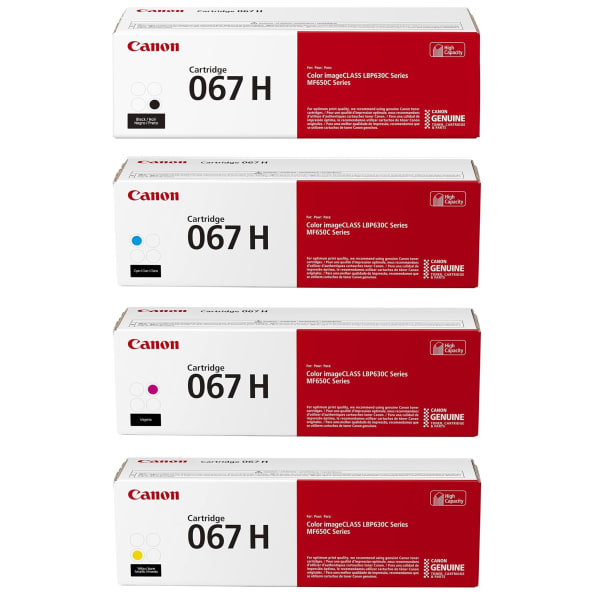 Canon 67 Black/Cyan/Magenta/Yellow High Yield Toner Cartridges, Pack Of 4 Cartridges, 5103C001/5104C001/5105C001/5106C001
