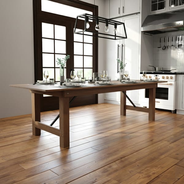 Flash Furniture Rectangular Pine Folding Farm Table, 30inH x 40inW x 108inD, Antique Rustic