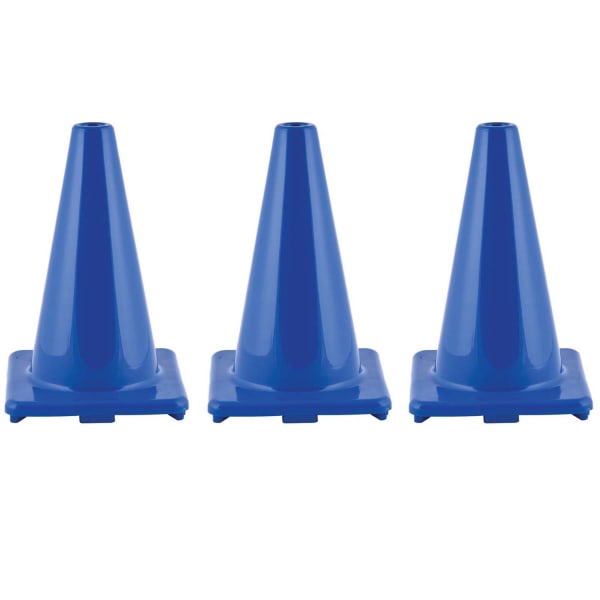 Champion Sports Hi-Visibility Flexible Vinyl Cones, 12in x 8in, Royal Blue, Pack Of 3 Cones