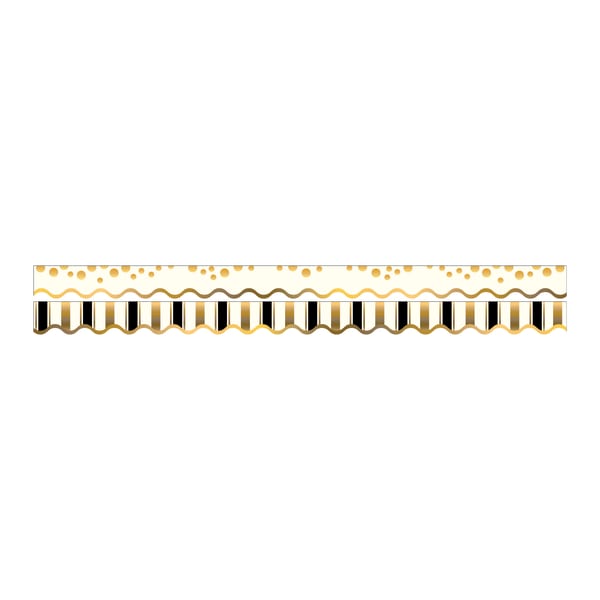 Barker Creek Scalloped-Edge Double-Sided Borders, 2 1/4in x 36in, Gold Coins, Pack Of 13