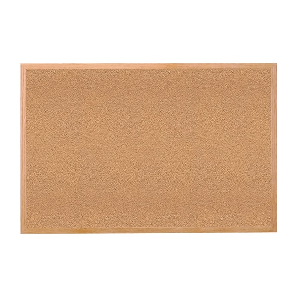 Ghent Cork Bulletin Board, 24in x 36in, Wood Frame With Brown Finish