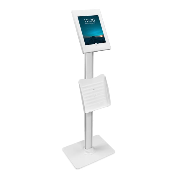 Mount-It! Anti-Theft Tablet Kiosk with Document Holder for iPad/iPad Air/iPad Pro, 4-1/4inH x 13inW x 44-1/2inD, White