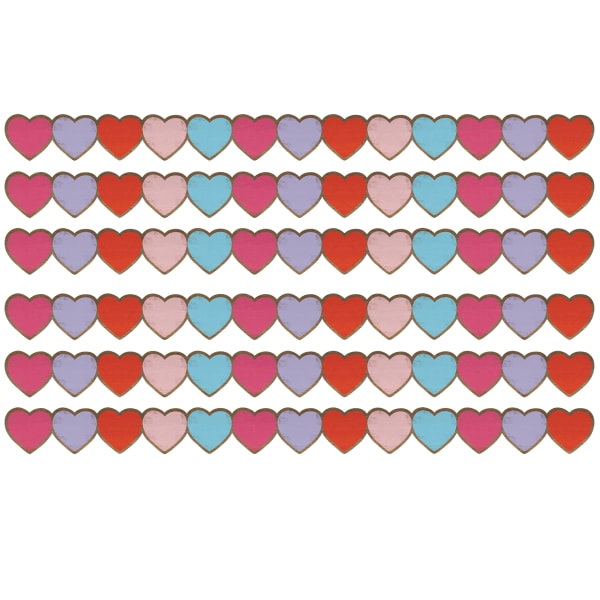 Teacher Created Resources Die-Cut Border Trim, Home Sweet Classroom Hearts, 35ft Per Pack, Set Of 6 Packs