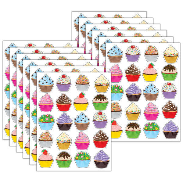 Teacher Created Resources Stickers, 2-1/2in x 1/2in, Cupcakes, 120 Stickers Per Pack, Bundle Of 12 Packs
