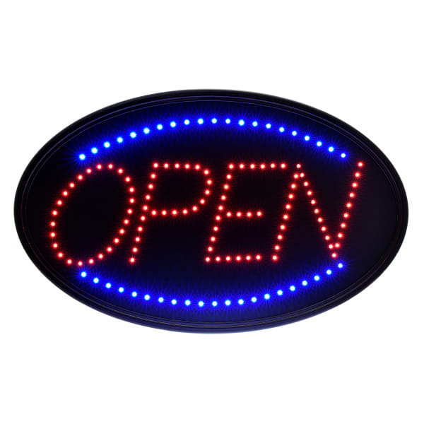 Alpine Industries LED Oval Open Signs, 23in x 14in, Black, Pack Of 2 Signs