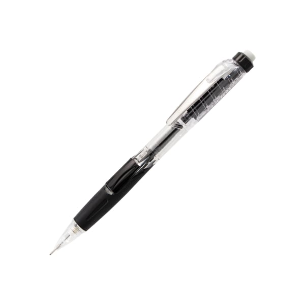 Pentel Twist-Erase Click Mechanical Pencil, #2 Lead, 0.5 mm, Refillable, Transparent Black Barrel
