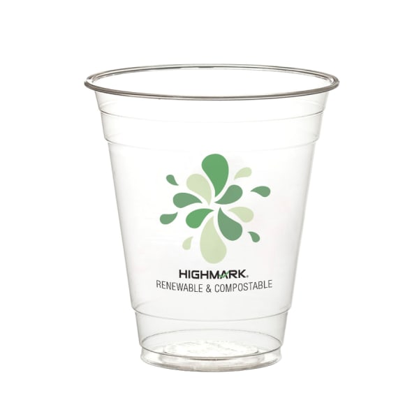 Highmark ECO Compostable Plastic Cups, 12 Oz, Clear, Pack Of 500