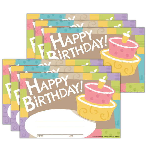 Trend Birthday Good To Grow Recognition Awards, 5-1/2in x 8-1/2in, 30 Awards Per Pack, Bundle Of 6 Packs