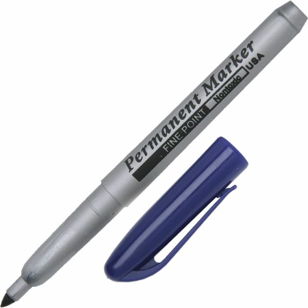 SKILCRAFT Permanent Fine-Point Markers, Blue (AbilityOne 7520-01-511-4319)