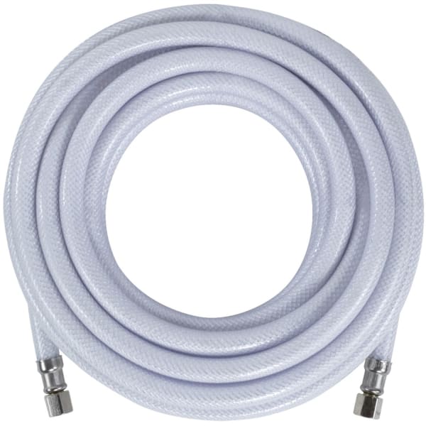 Certified Appliance Accessories PVC Ice Maker Connector with 1/4in Compression - 25 ft - White - Polyester, Polyvinyl Chloride (PVC), Stainless Steel