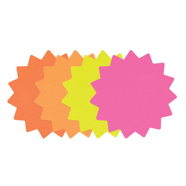 Cosco Starburst Die-Cut Paper Signs, 4in Diameter, Multicolor, Set of 60