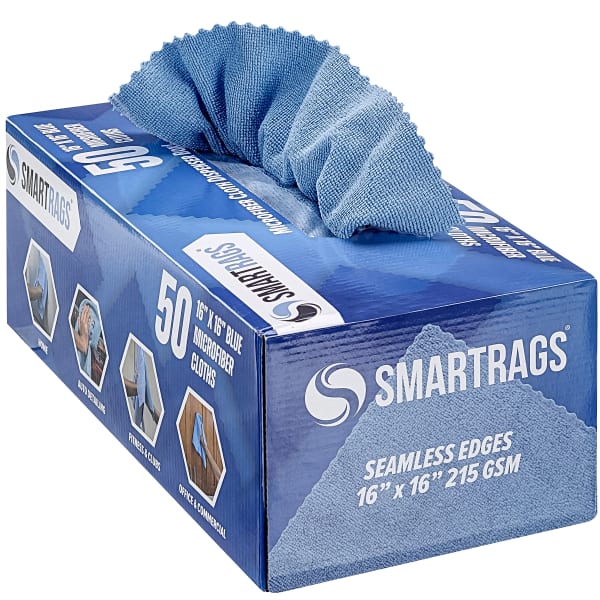 Hospeco SmartRags Disposable Microfiber Towels, 35 Gram, 215 GSM, 16in x 16in, Blue, 50 Towels Per Box, Case Of 8 Boxes