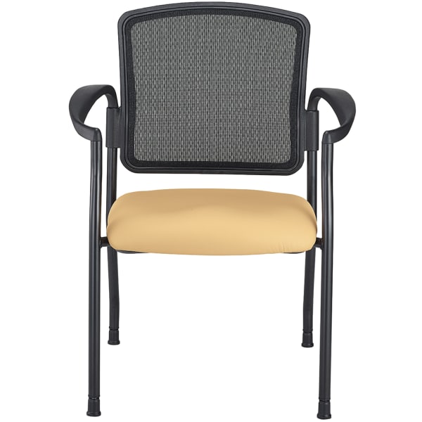 WorkPro Spectrum Series Mesh/Vinyl Stacking Guest Chair With Antimicrobial Protection, With Arms, Tan, Set Of 2 Chairs, BIFMA Compliant