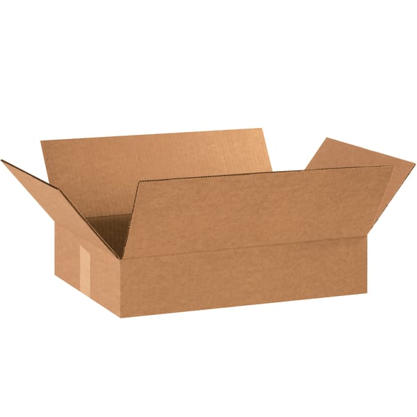Partners Brand Corrugated Boxes, Flat, 3inH x 12inW x 18inD, Kraft, Pack Of 25
