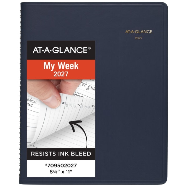 AT-A-GLANCE 2027 Weekly Appointment Book Planner, Navy, Large, 8 1/4in x 11in