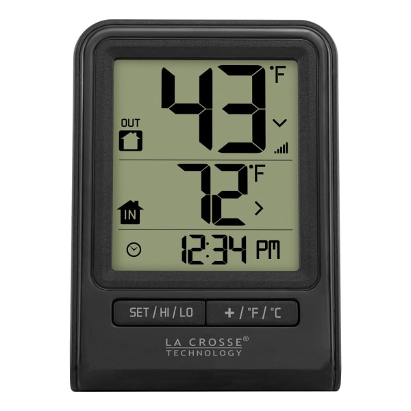 La Crosse Technology Battery-Powered LCD Wireless 2-Piece Digital Weather Thermometer Station With Hygrometer, Black