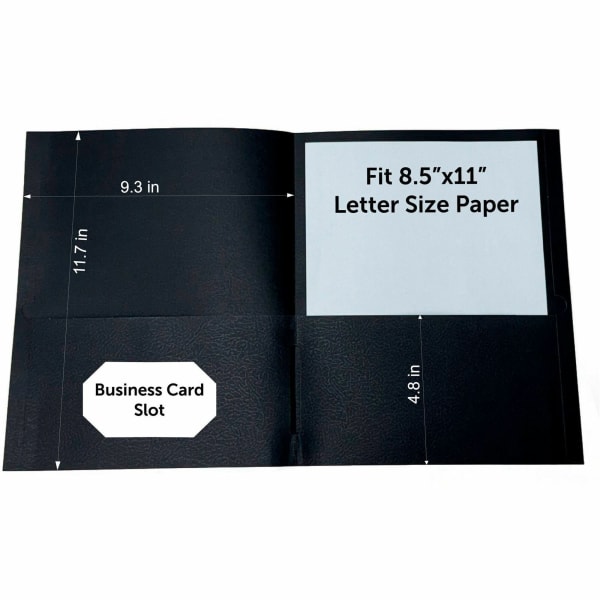 Sparco Leatherette Portfolio, 8-1/2in x 11in, 2 Pocket, Black, Box of 25