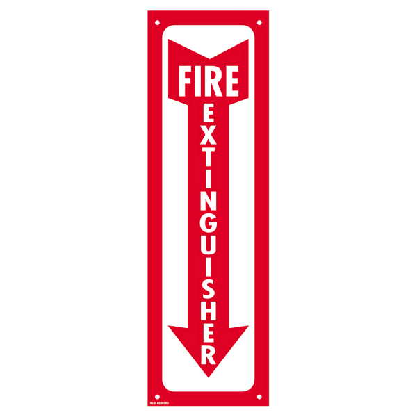 Cosco Glow-In-The-Dark Fire Extinguisher Sign, 4in x 13in, Red/White