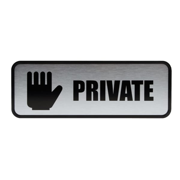 Cosco Brushed Metal "Private" Sign, 3in x 9in