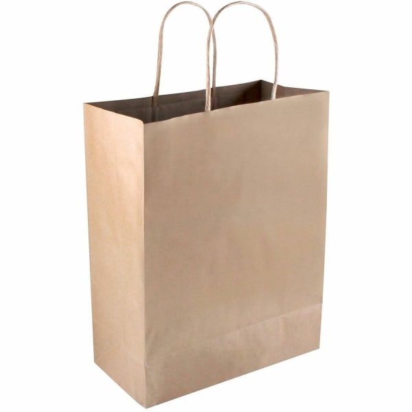COSCO Premium Paper Shopping Bags, 10inW x 13inL, Kraft Brown, Box Of 50
