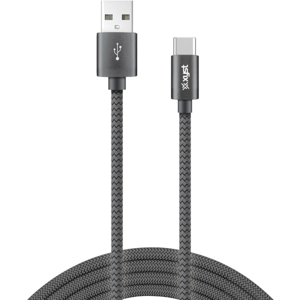 Bower Charge and Sync USB to USB-C Braided Cable, 10 Ft. (Black) - 10 ft USB/USB-C Data Transfer Cable - First End: 1 x USB 2.0 Type C- Male - Second End: 1 x USB Type A - Male - Black