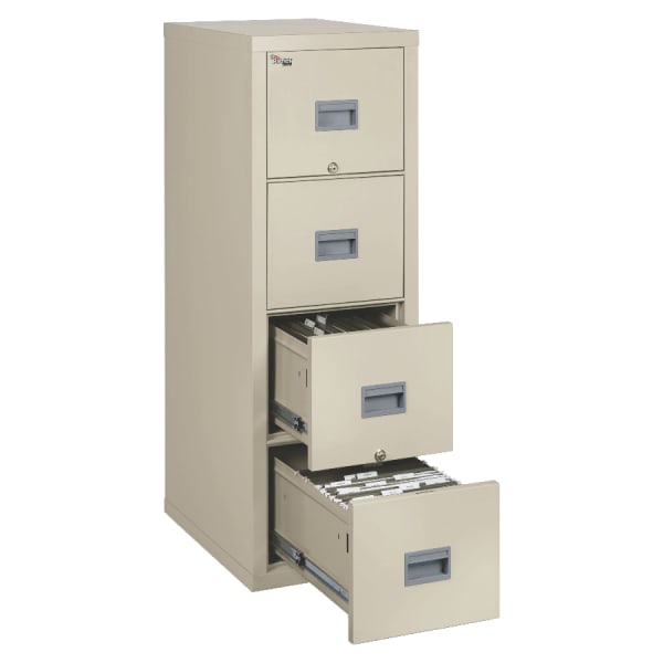 FireKing Patriot 25inD Vertical 4-Drawer Fireproof File Cabinet, Metal, Parchment, Dock To Dock Delivery
