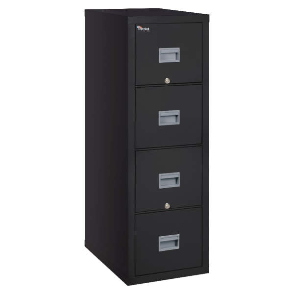 FireKing Patriot 31-5/8inD Vertical 4-Drawer Legal-Size File Cabinet, Black, Dock-to-Dock Delivery