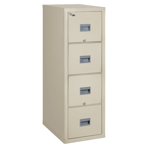 FireKing Patriot 31-5/8inD Vertical 4-Drawer Legal-Size File Cabinet, Parchment, Dock To Dock Delivery