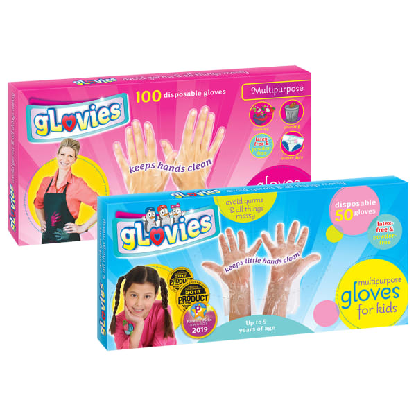 gLovies Mulitpurpose Disposable Gloves, 100-Pack Adult & 50-Pack Children