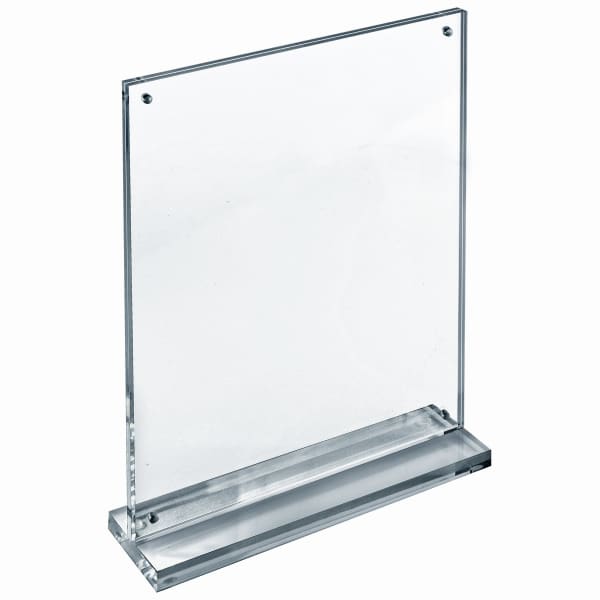 Azar Displays Acrylic Vertical Slim Deluxe Block Frame, 11inH x 8-1/2inW x 3'D, Clear