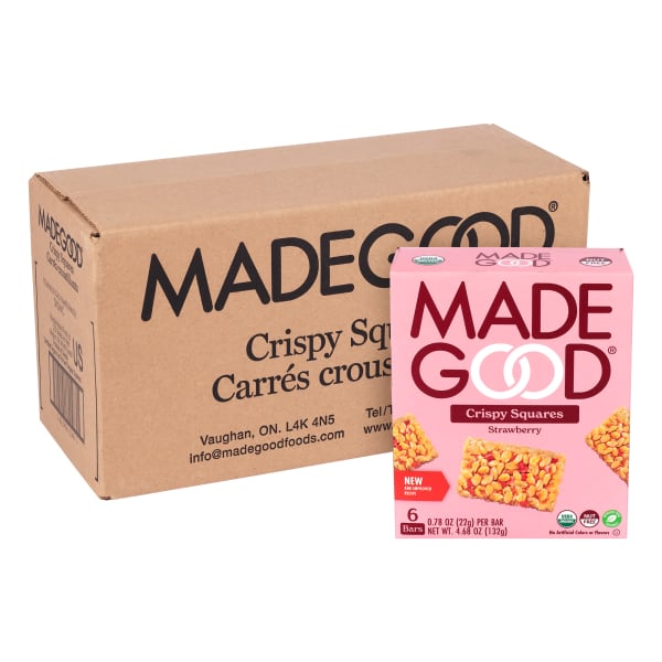 Madegood Strawberry Crispy Squares, 0.78 Oz, 6 Packages Per Pack, Set Of 2 Packs