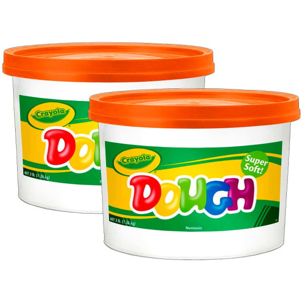 Crayola Super Soft Modeling Dough, Orange, 3 lbs. Bucket, Pack Of 2
