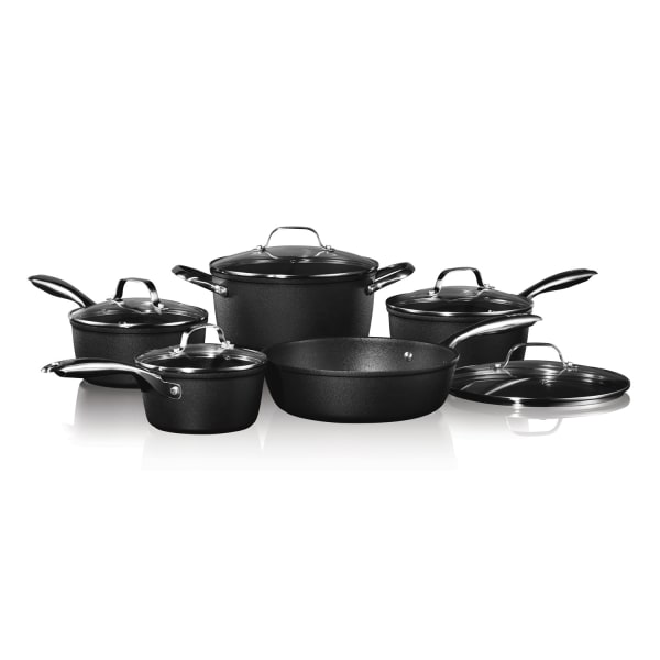 THE ROCK By Starfrit Diamond 10-Piece Aluminum Nonstick Cookware Set, Black
