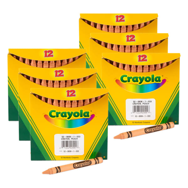 Crayola Bulk Crayons, Regular Size, Peach, 12 Per Pack, Set Of 6 Packs