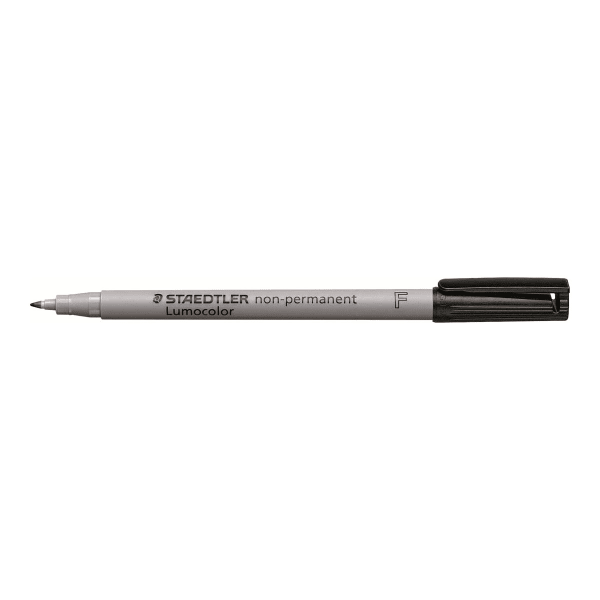 Staedtler Lumocolor Fine Point Waterbased Marker - Fine Point Type - Black Water Based Ink - Black Polypropylene Barrel - 10 / Box