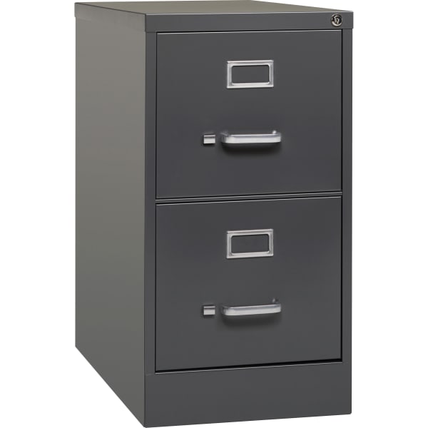 Lorell Fortress 26-1/2inD Vertical 2-Drawer Letter-Size File Cabinet, Charcoal