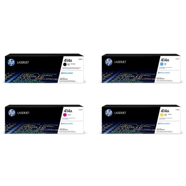HP 414X Black And 414A Cyan/Magenta/Yellow High Yield/Standard Yield Toner Cartridges, Pack Of 4 Cartridges, HP414XKACMY-OD
