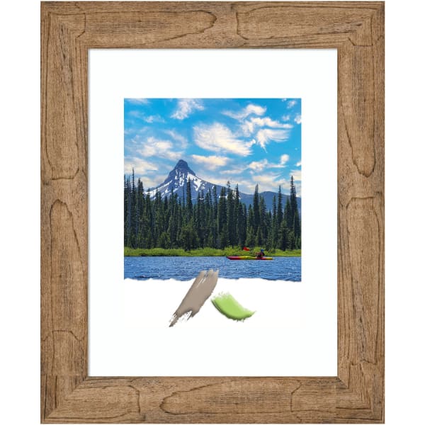 Amanti Art Rectangular Narrow Wood Picture Frame, 15in x 18in With Mat, Owl Brown